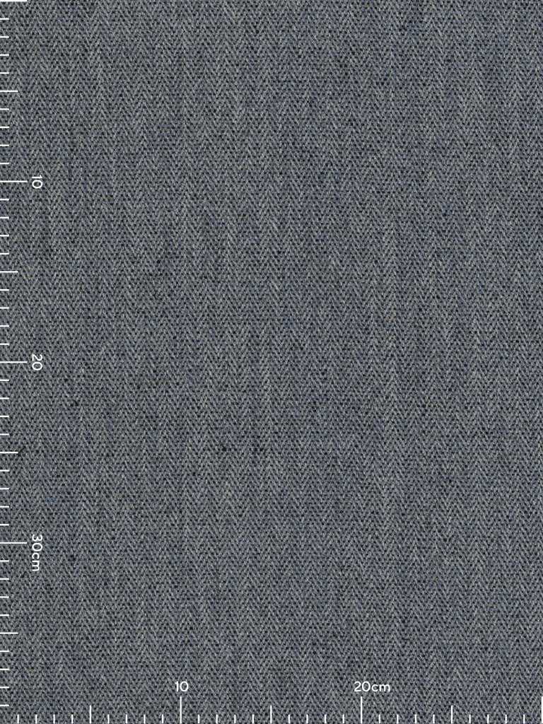 100% wool tweed pure wool fabric herringbone weave, cornflower blue, dark blue, navy blue, grey colours, woven with melange yarn, made in Huddersfield, made in Yorkshire. High quality twill weave wool fabric for clothing, jackets, dresses. buy fabric by the metre