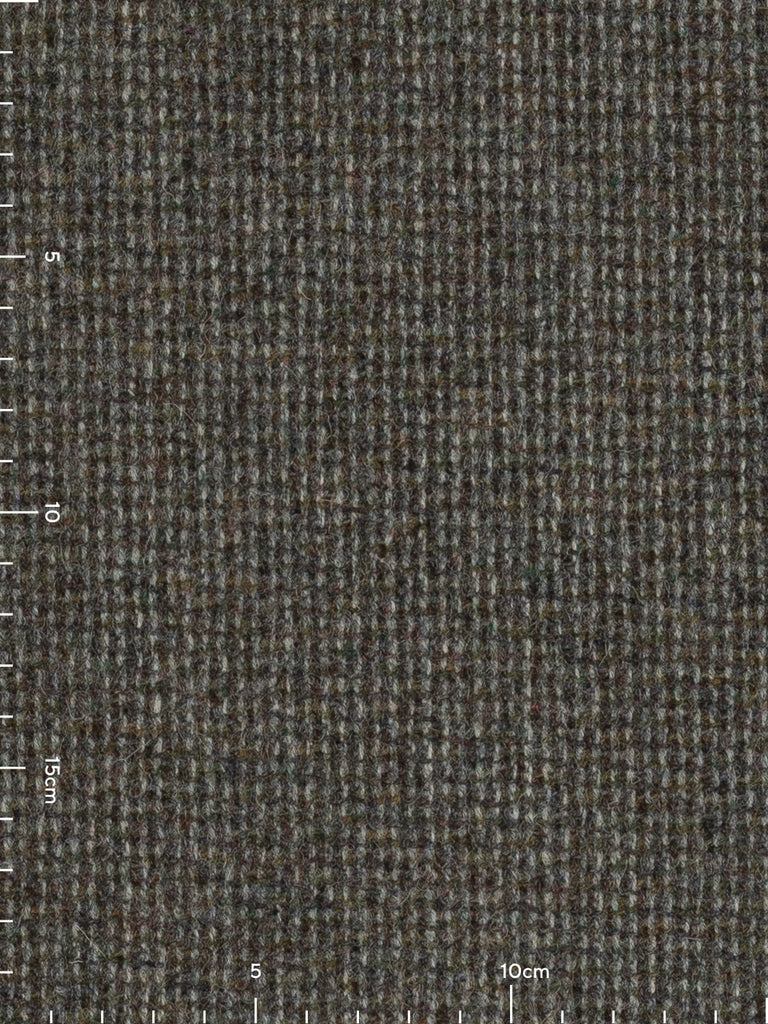 100% wool tweed pure wool fabric, reverse birdseye weave, green, khaki, purple, brown, grey yarns, mottled all over colour, woven with melange yarn, made in Huddersfield, made in Yorkshire. High quality twill weave wool fabric for clothing, jackets, dresses. buy fabric by the metre