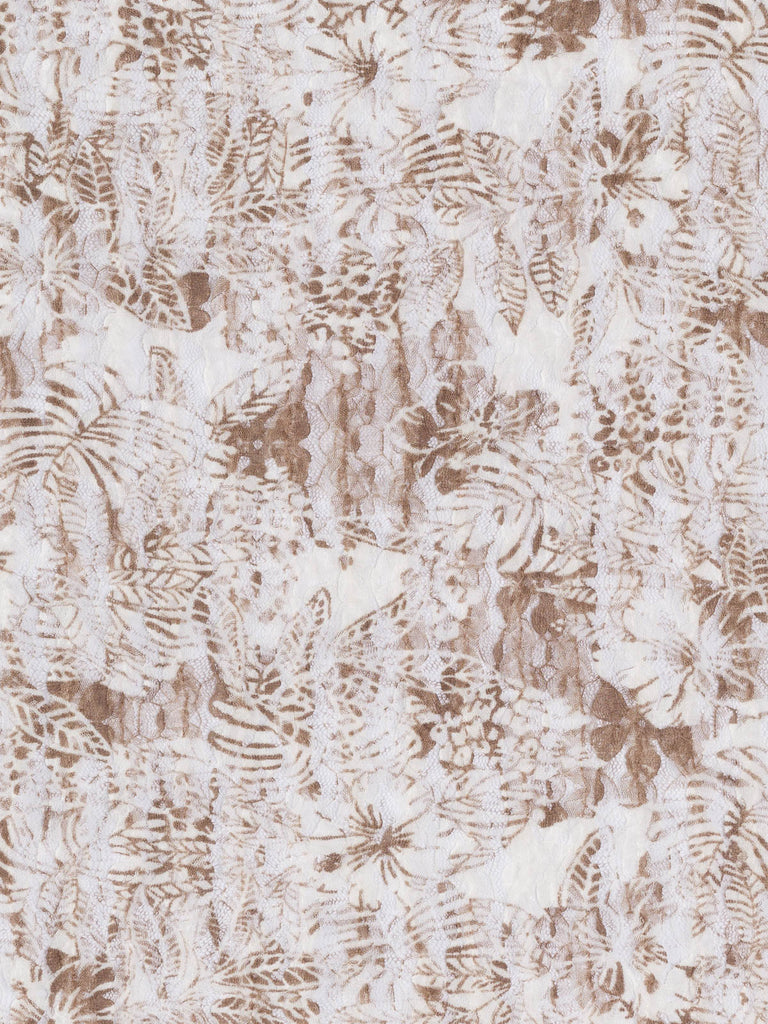 Taupe Tropical Ruffle Lace - Fabworks Online