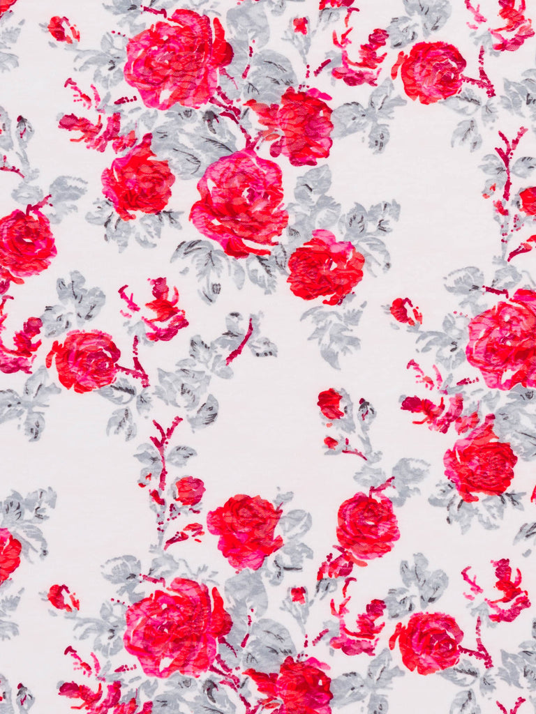 Lacey Vintage Rose Mesh - White - Fabworks Online