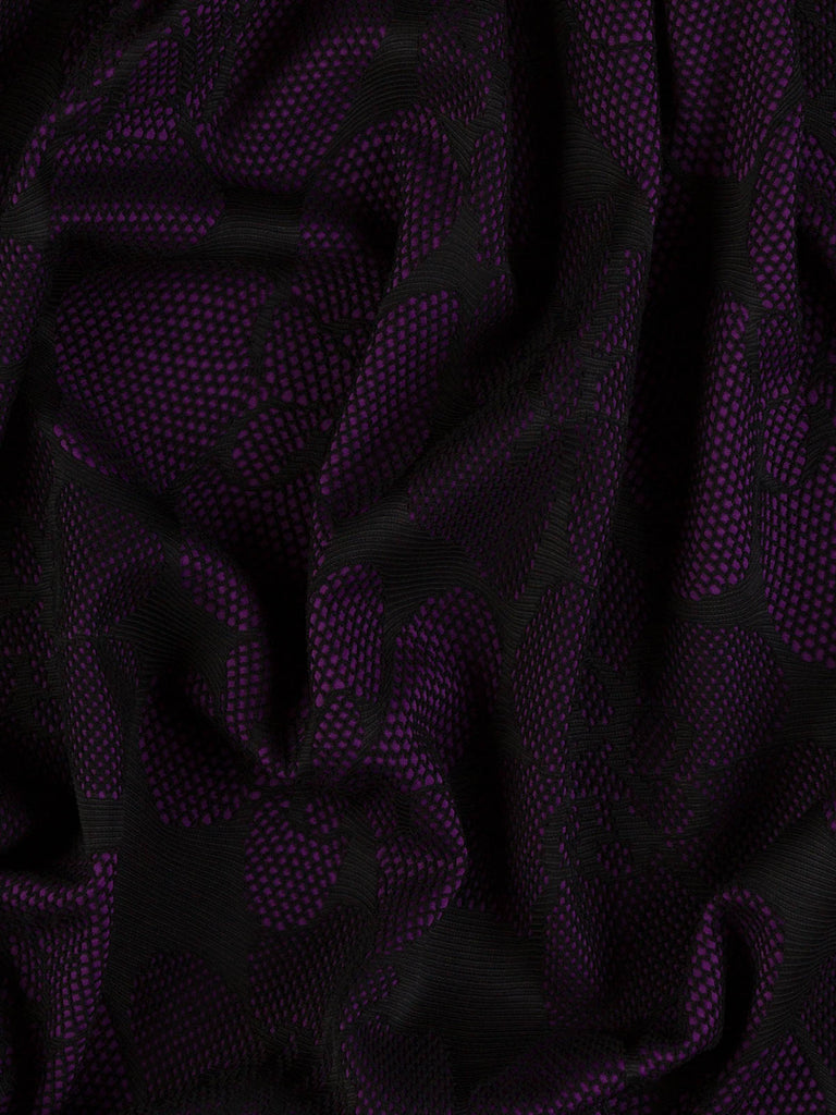 '70s Floral Bonded Lace Jersey - Purple - Fabworks Online