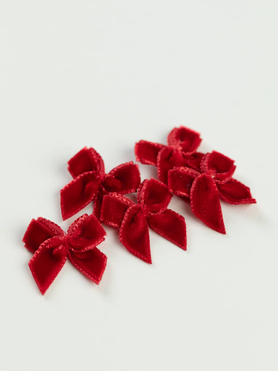 5 x Red Mini Velour Ribbon Bow – Fabworks Online