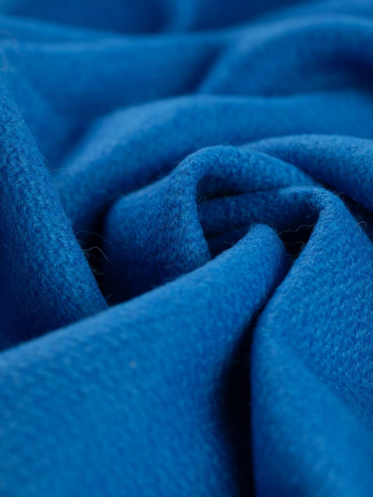 Twist of Cobalt Blue Sweet Treats Melton fabric, showing bold cobalt tone, cosy lambswool texture, and stable medium-heavy handle