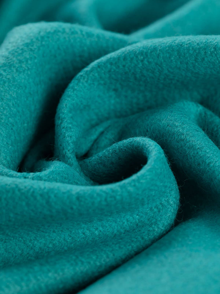 Twist of Teal Twist Sweet Treats Melton fabric, showing vibrant teal tone, cosy lambswool softness, and stable medium-heavy handle