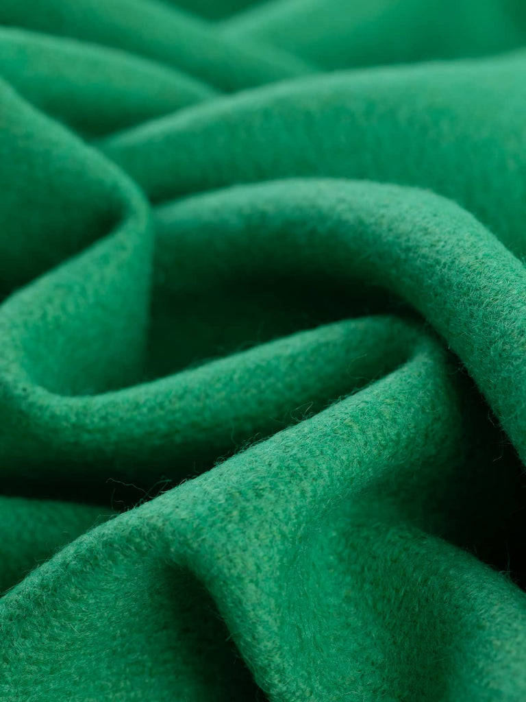 Twist of Mint Macaron Sweet Treats Melton fabric, highlighting brushed lambswool texture, medium-heavy handle, and zesty mint hue