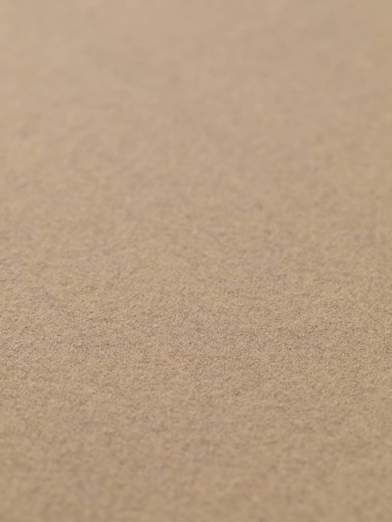 Flat angled view of Vanilla Fudge Twill Melton, 152cm wide, showing rich neutral caramel hue and subtly lustrous wool surface
