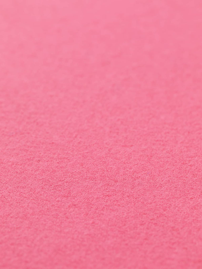 Flat angled view of Rose Fondant Twill Melton, 152cm wide, capturing rich decadent pink tone with subtle sheen and soft wool finish