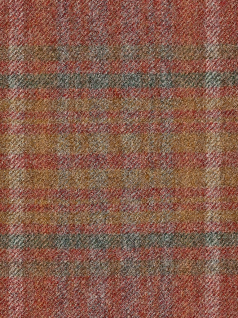  100% wool tweed pure wool fabric with plaid and tartan design, multicoloured, made in Huddersfield, made in Yorkshire. High quality twill weave wool fabric for clothing, jackets, dresses