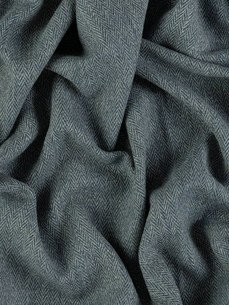 Overhead shot of Twilight Quarry Yorkshire Wool Tweed, capturing the refined chevron texture and deep, moody hues evoking twilight over rugged stone landscapes.