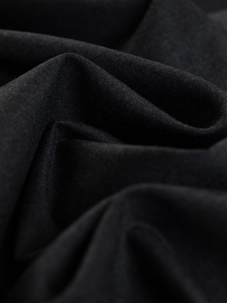 Dark grey 100% wool suiting worsted flannel fabric deadstock for jackets skirts dresses trousers tailoring