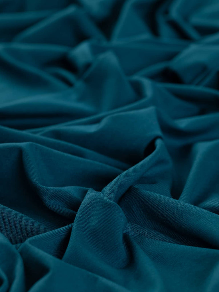 Dark teal jersey fabric for sewing
