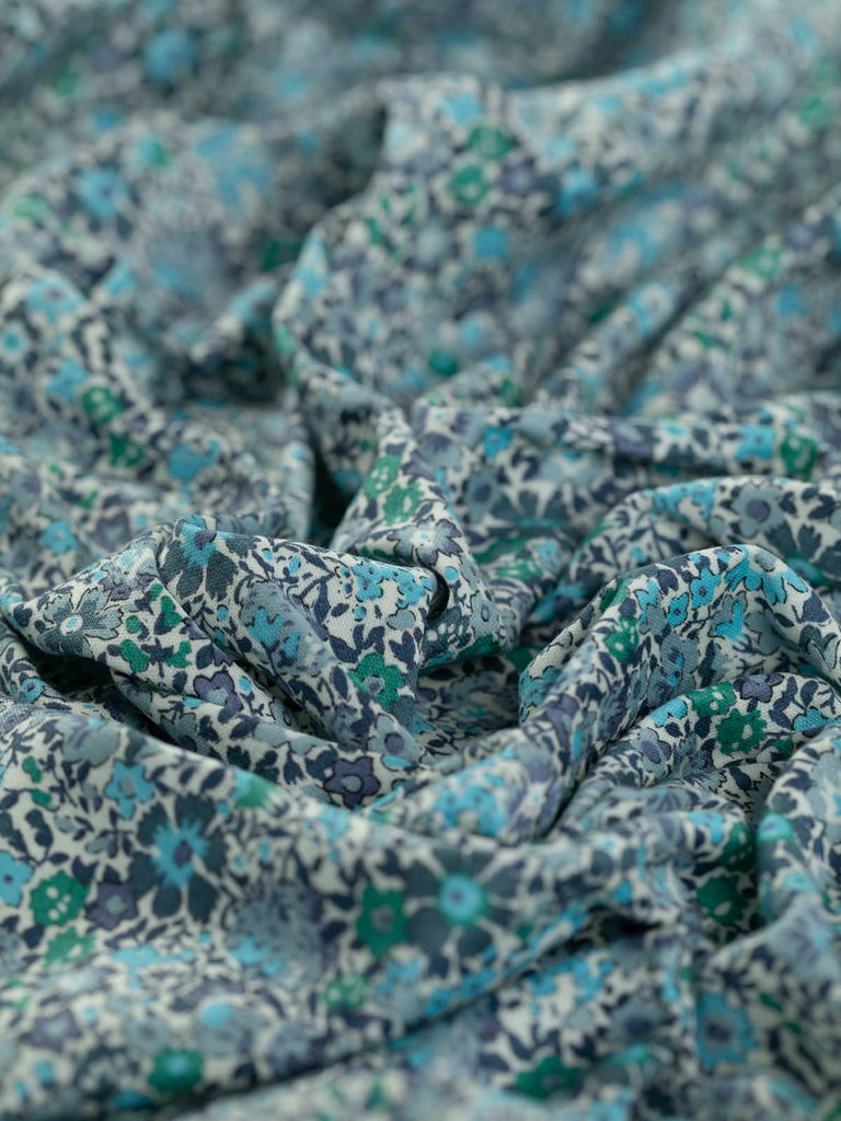 Blue green teal cotton jersey fabric liberty style fabric for dress making and t shirts