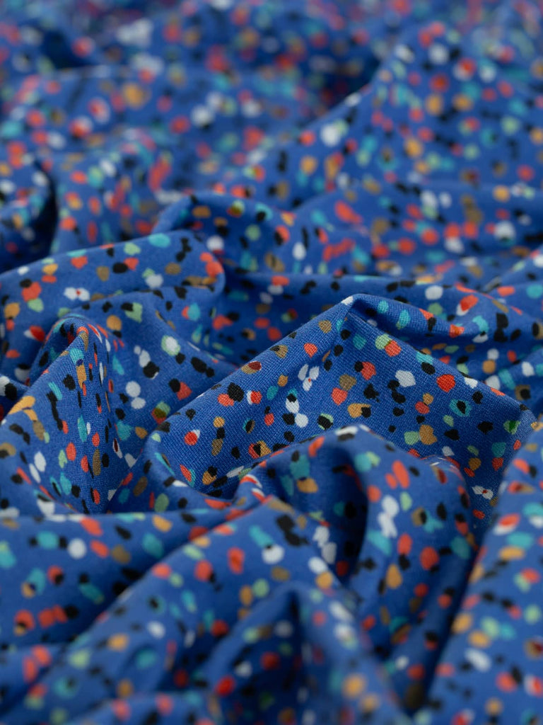 Multicoloured spot jersey fabric for t shirts, dresses etc.