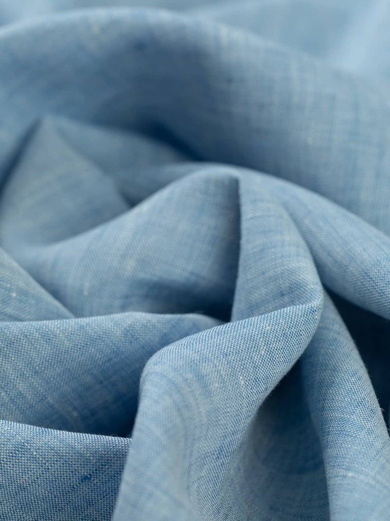100% Linen Cross Hatch - Blue Haze – Fabworks Online