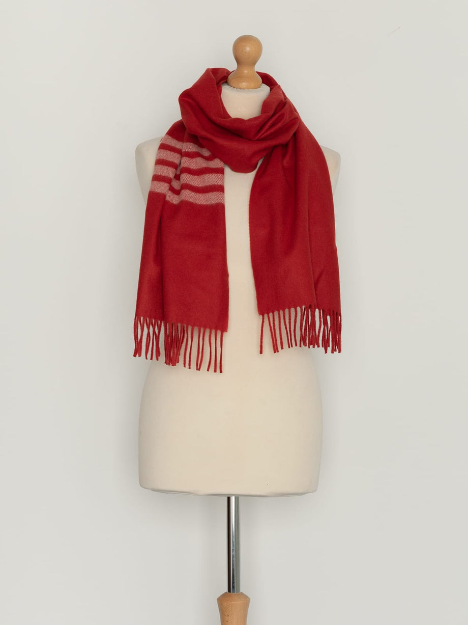 Rouge Stripe Medium Cashmere Scarf Perfectly Imperfect