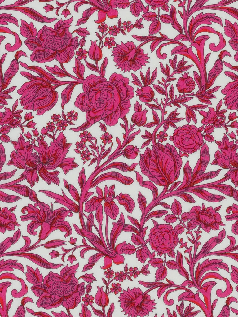 Pink rose floral fabric liberty printed design crisp fine cotton