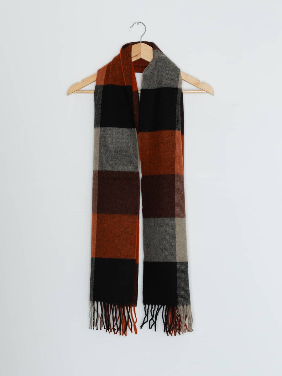 100% Merino Wool Scarf - Gingerbread House Block Check – Fabworks Online