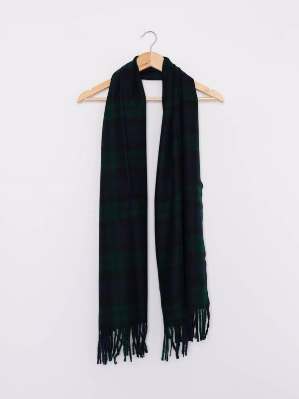 100% Merino Wool Scarf - Black Watch Plaid