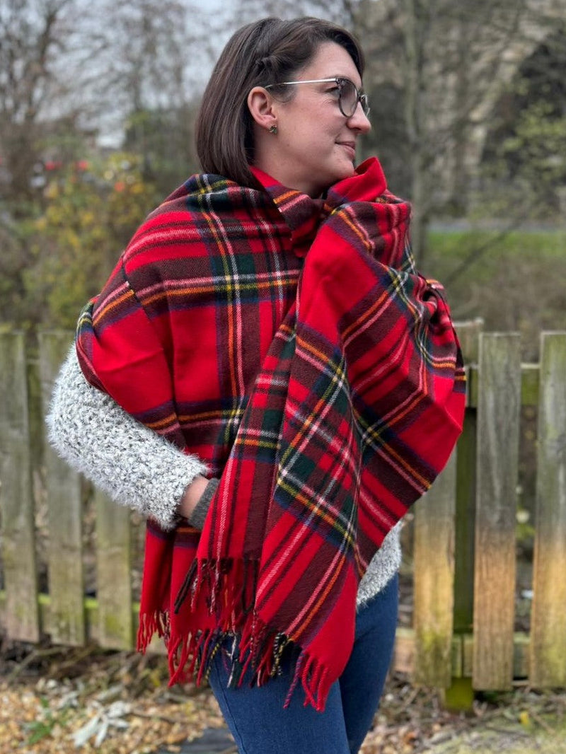 Large 100% Merino Wool Scarf - Royal Stewart Tartan