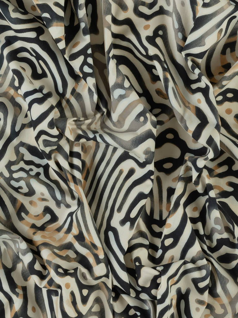 Black and white cotton poplin zebra print fabric 