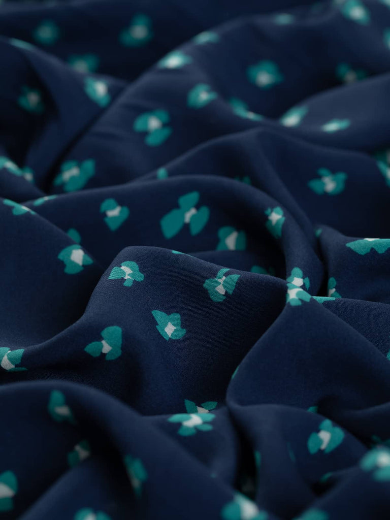 Dark blue and teal poplin fabric for sewing clothing