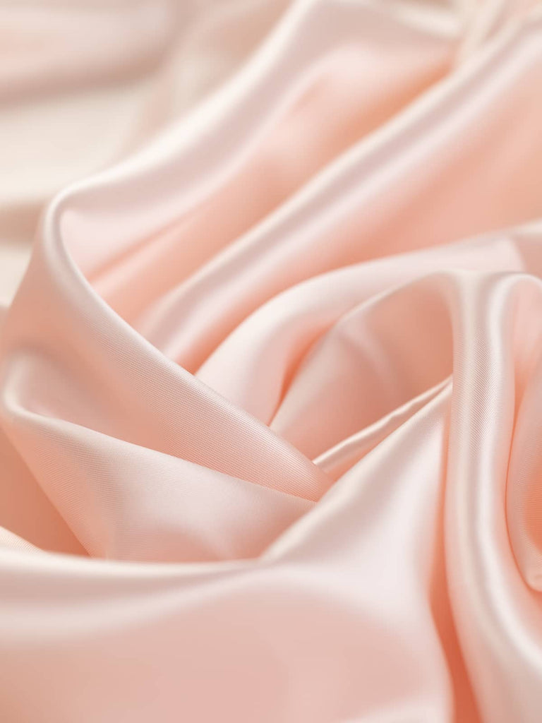 Soft light peach woven lining fabric, 150cm wide, with a pearlised lustrous finish, 100% viscose, perfect for classic tailoring and sophisticated occasion wear