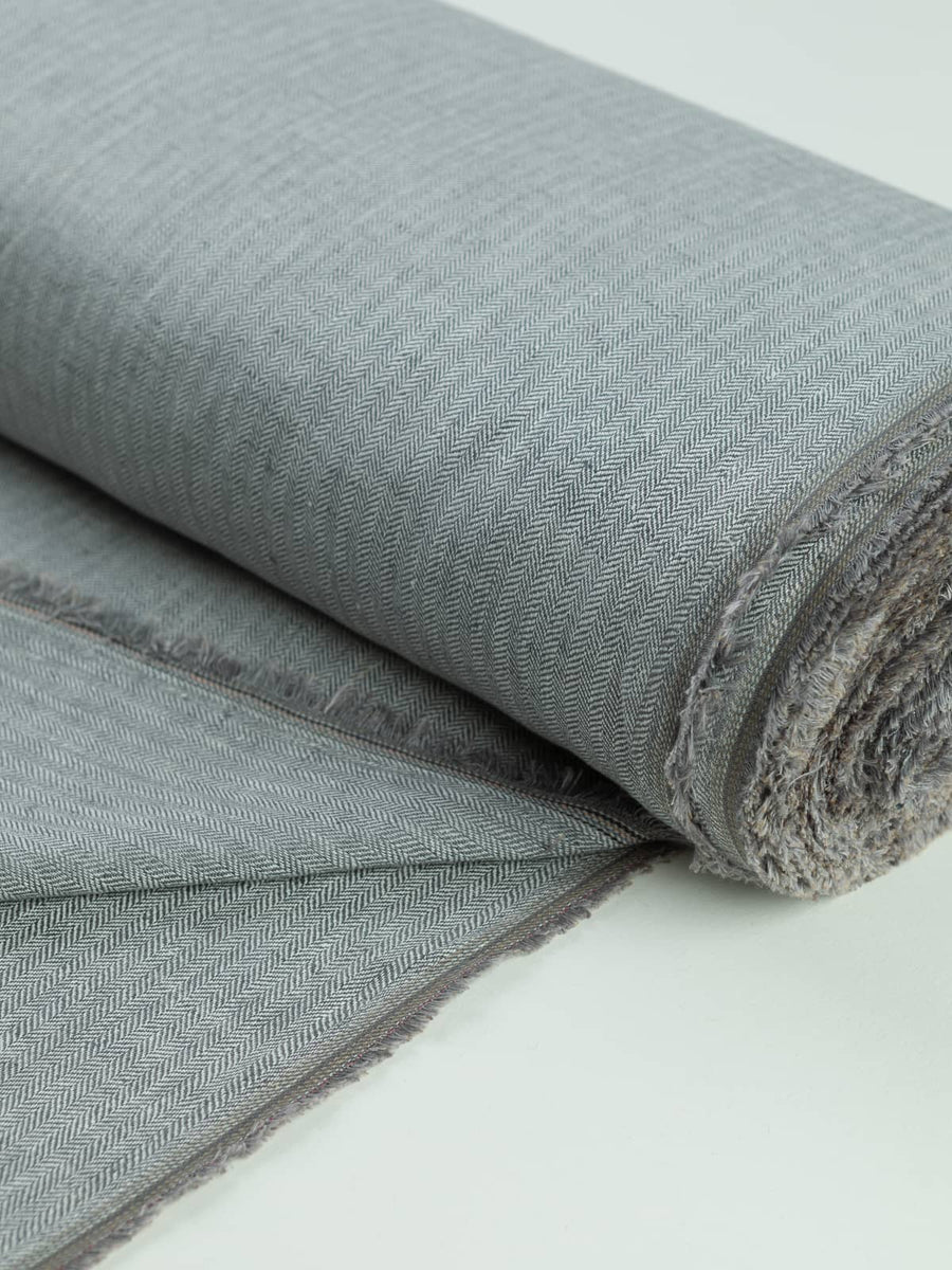 100% Linen Herringbone - Silver Fern – Fabworks Online