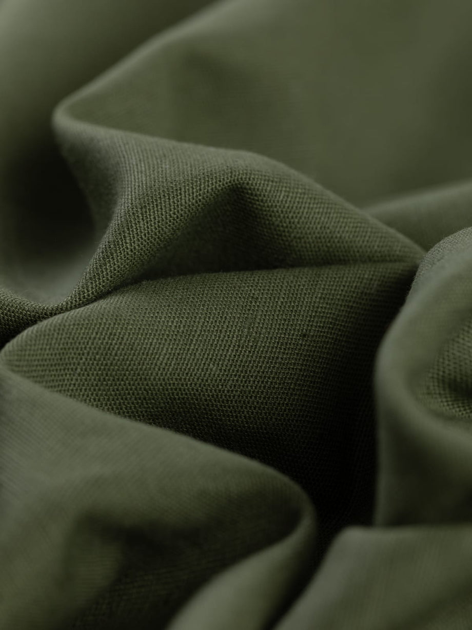 100% Linen - Khaki Green Soft Wash Twill