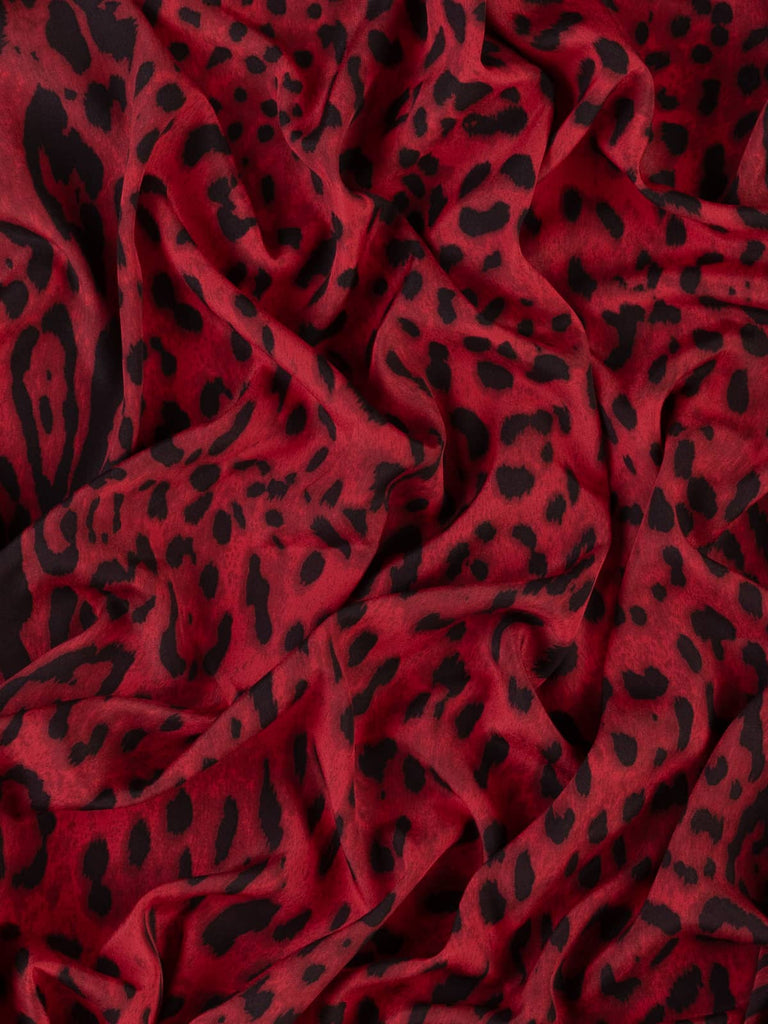 Red leopard print fabric for dress making