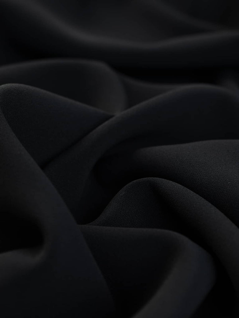High quality luxury Italian Frisottino designer plain black crepe fabric for home sewing machine projects
