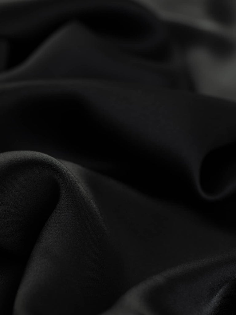 Plain black viscose acetate woven satin for dress making projects 