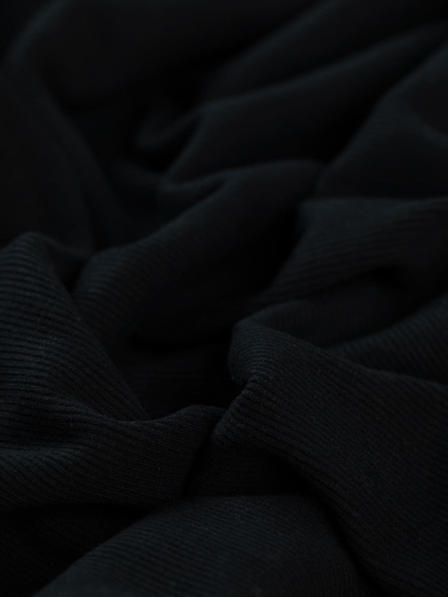 Cotton Blend Ribbed Interlock - Classic Black (Tubular) (Perfectly Imp ...