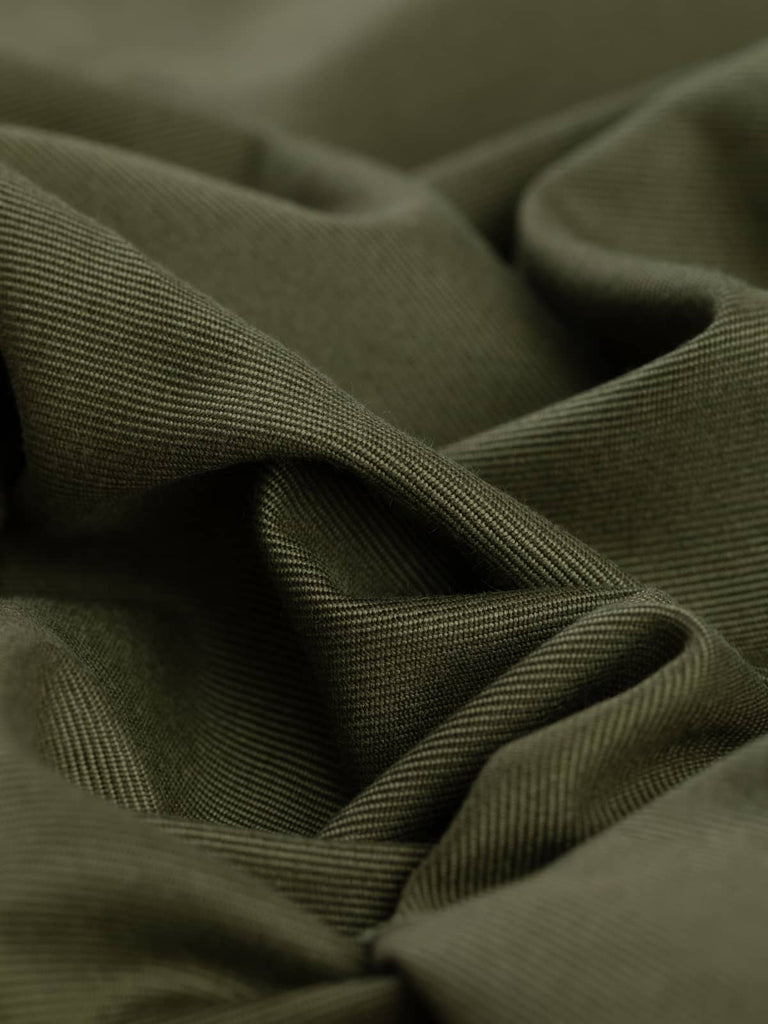 Buy wool blend green fabric twill 
