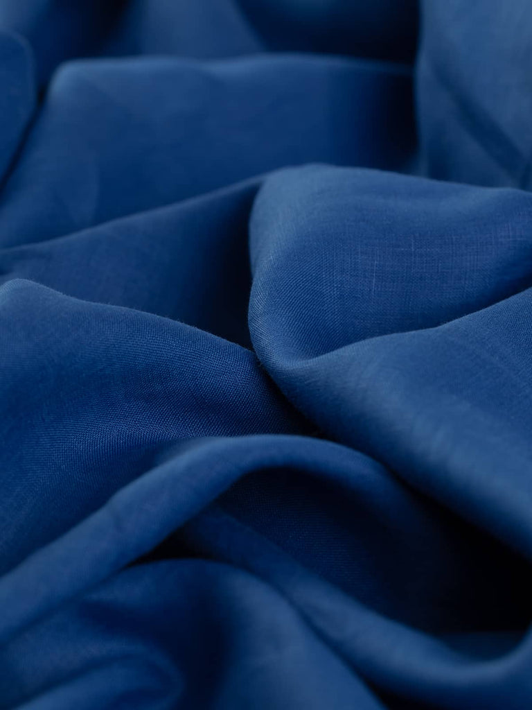 True mid classic blue linen fabric for shirts blouses skirts dresses 