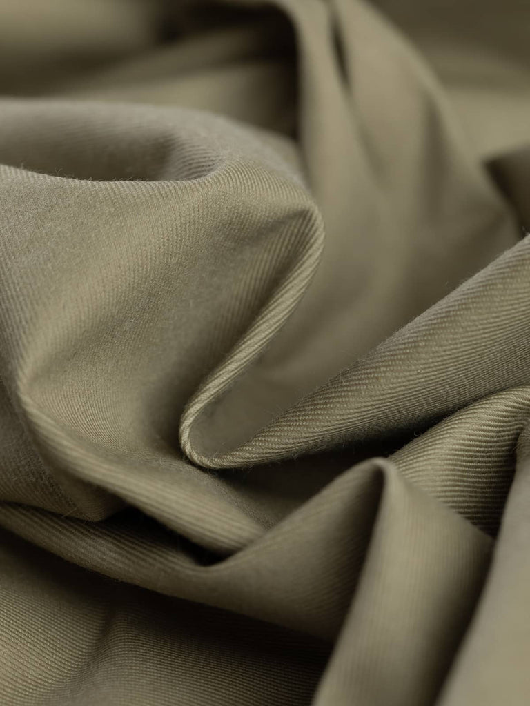 Beige cotton twill heavyweight fabric for home sewing