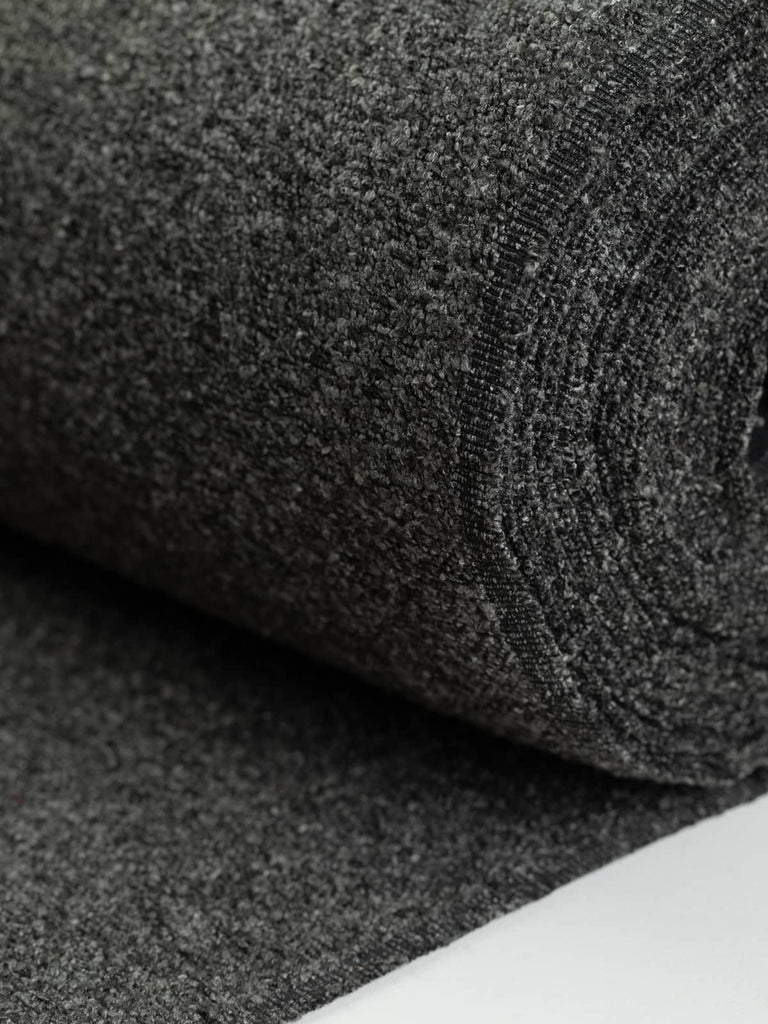 Heavyweight boucle fabric for furnishing & upholstery. Marled multi grey colourway. Available to buy for home furnishing projects.