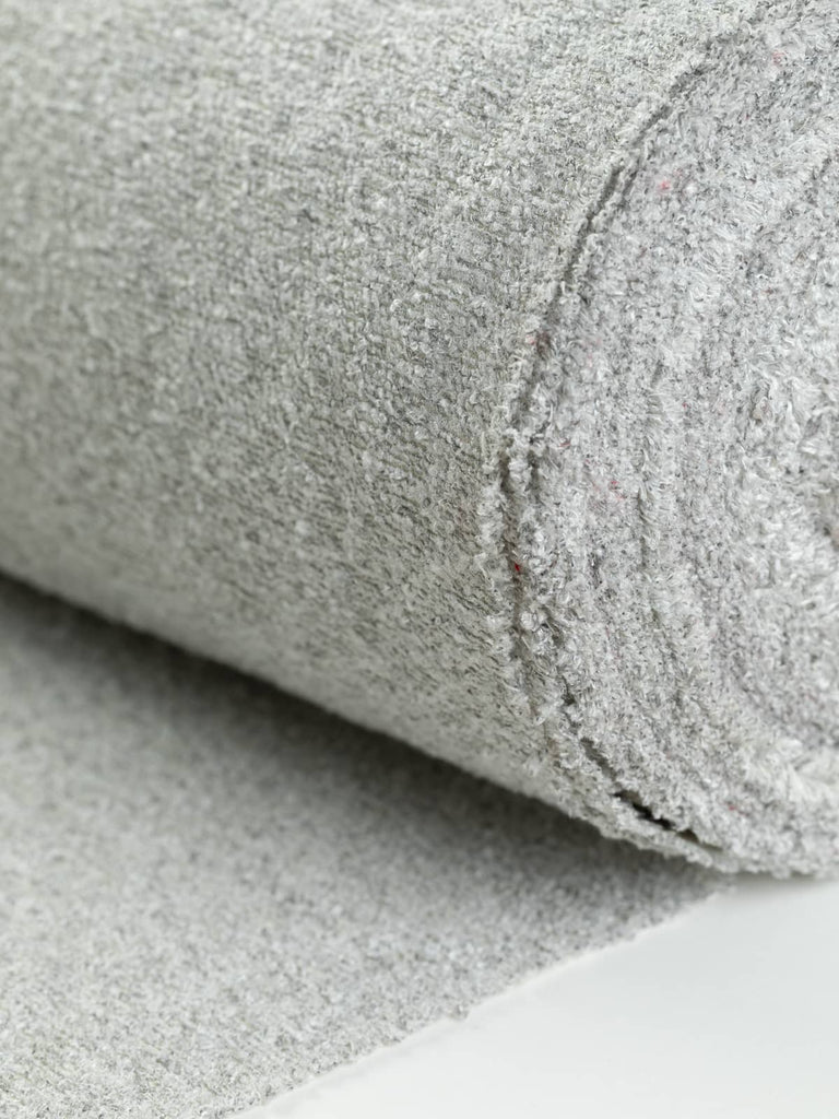 Heavyweight boucle fabric for furnishing & upholstery. Marled multi pale grey off white mist colourway. Available to buy for home furnishing projects.