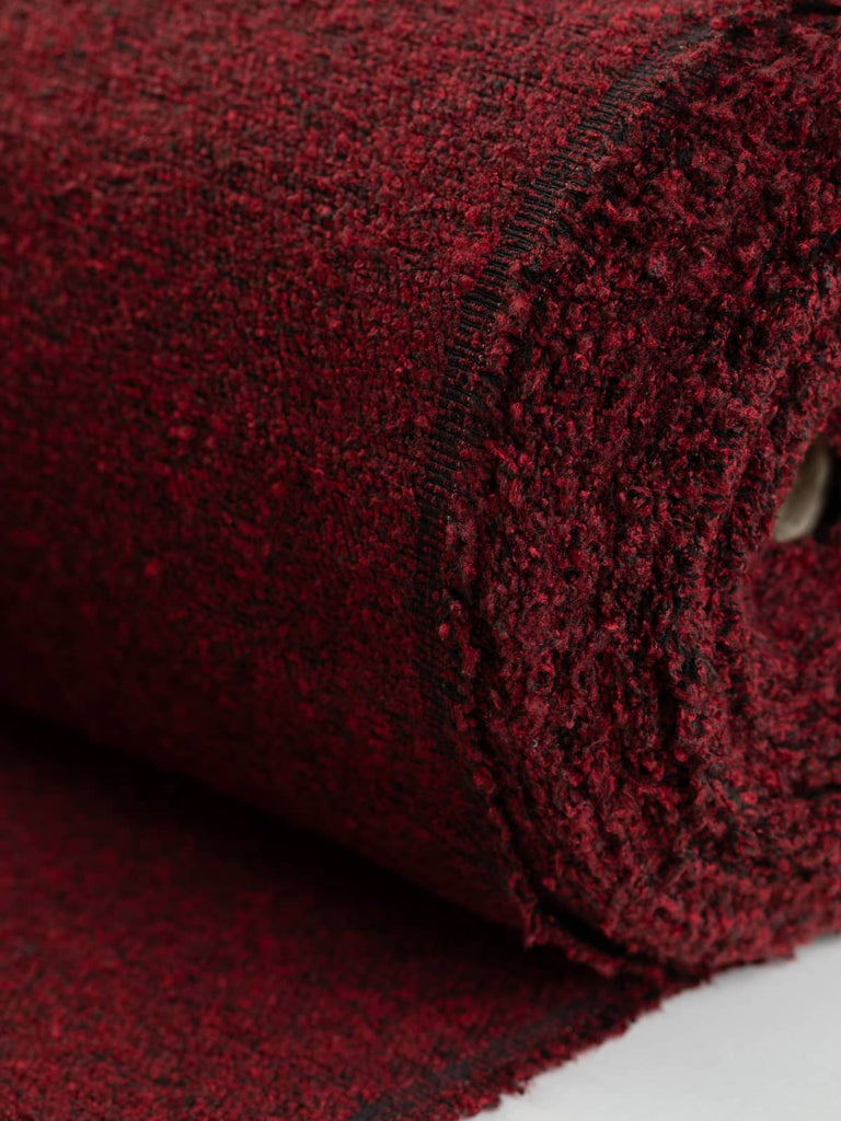 Repeatable & reorderable stock fabric from Fabworks, a rich dark red tone durable fabric for interior design & home furnishing. Buy in half metre units.