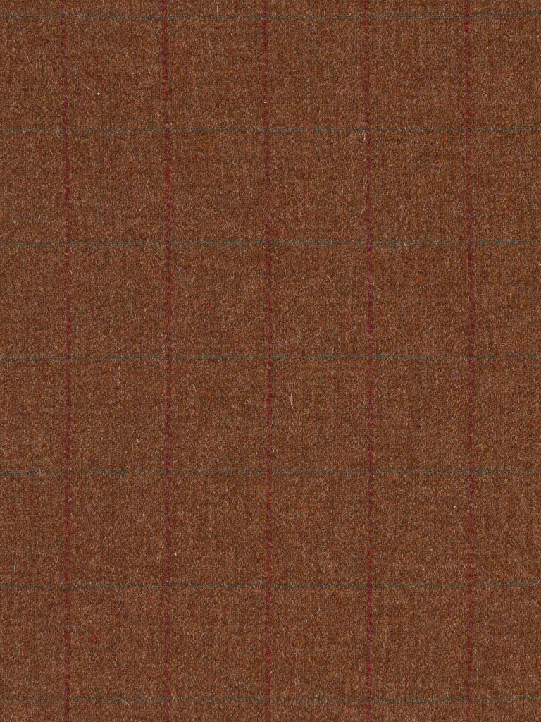 Brown red and green check wool tweed for home sewing 