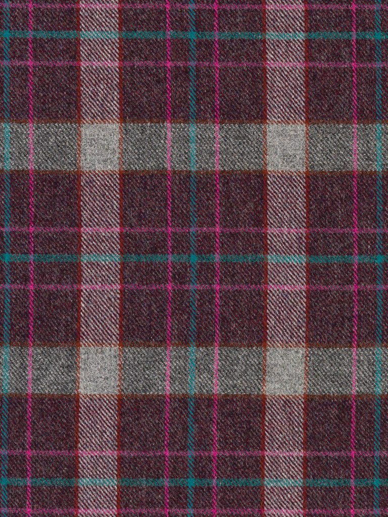 Purple and pink 100% wool fabric woven in yorkshire england for coats jackets skirts kilts