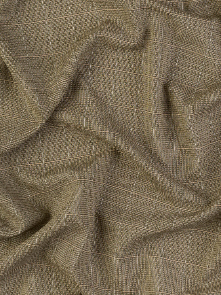 Beige green check Tropical Wool Suiting fabric
