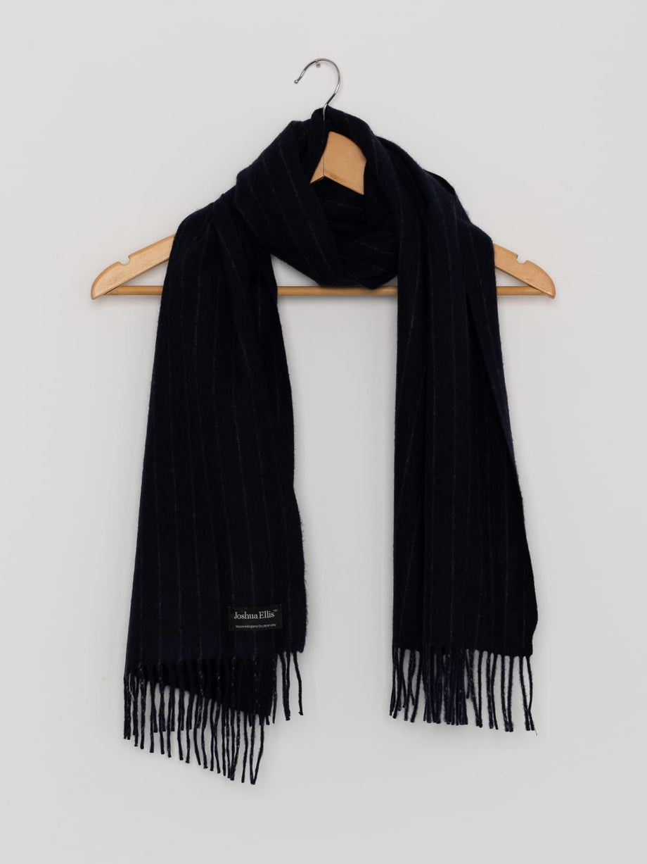 Classic Navy College Pinstripe - Large Cashmere Scarf – Fabworks