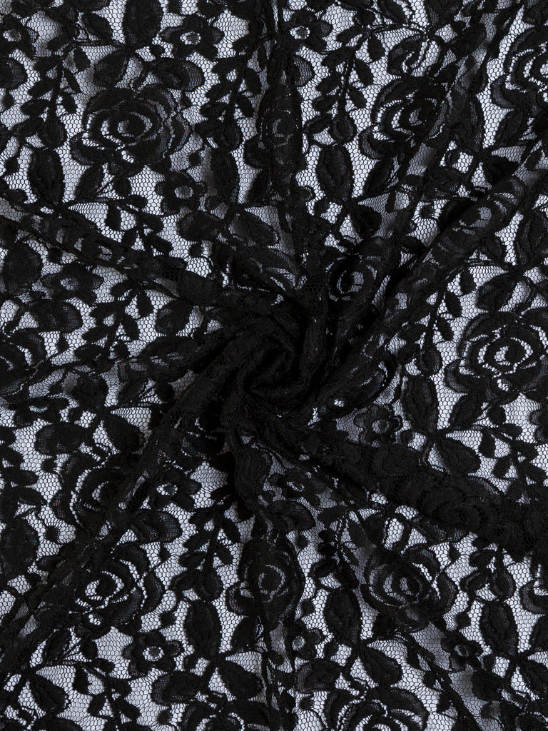 Black Rose Venetian Style Lace - Fabworks Online