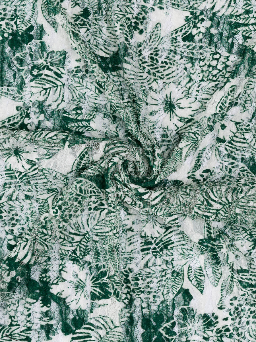 Lightweight Stretch Ruffle Lace - Greenery Tropical – Fabworks Online