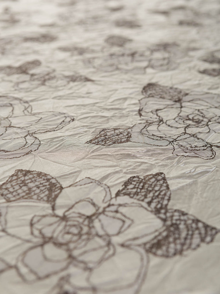 Floral Doodle Jacquard Crinkle Satin - Fabworks Online