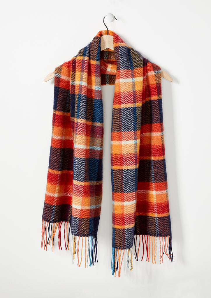 Autumn Maple & Navy - Donegal Lambswool Shawl - Fabworks Online