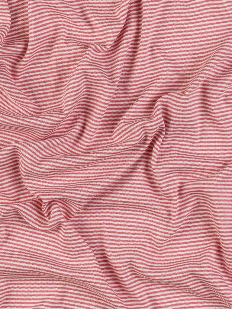 Mini Stripe - Dusky Pink - Organic Cotton Interlock - Fabworks Online